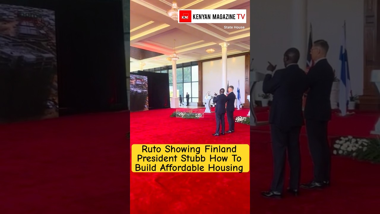 Ruto in State House showing Finland President Alexander Stubb his Affordable Housing Project progres