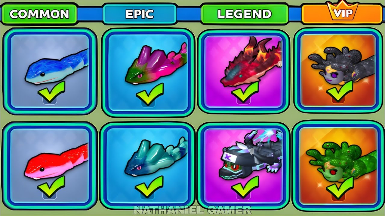 🔥 Ultimate Snake Clash Skins Battle 🐍 | Common, Epic, Legend & VIP Compared!