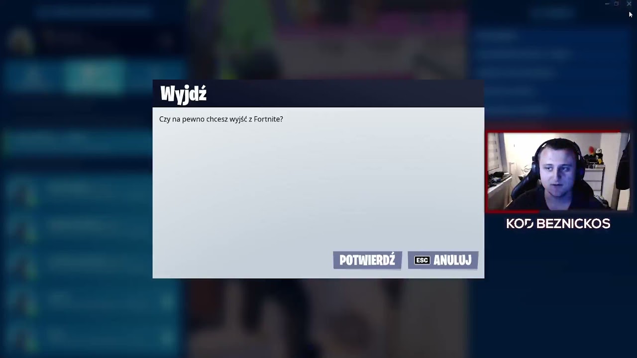 Beznickos usuwa fortnite