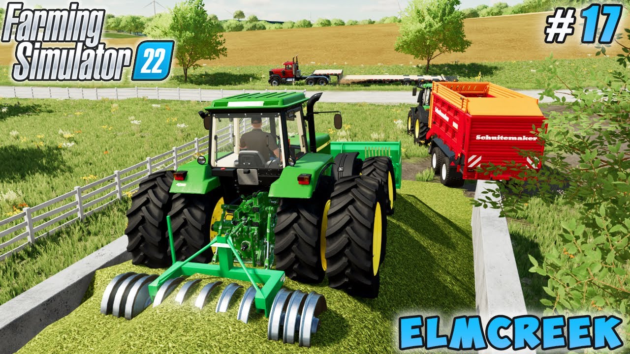 Picking up grass and making silage | Elmcreek Farm | Farming simulator 22 | Timelapse #17