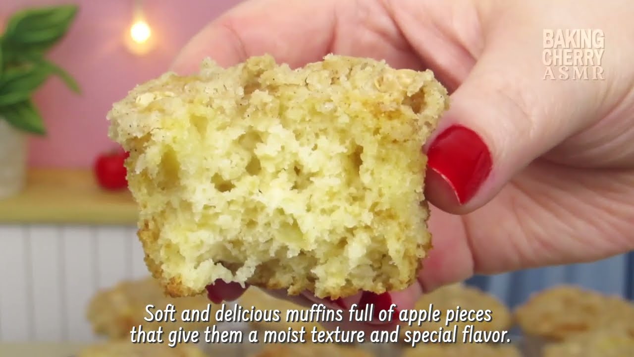 (No Electric Mixer) Apple Muffins with Chocolate Chip Crumble | BakingCherry ASMR Ep.8