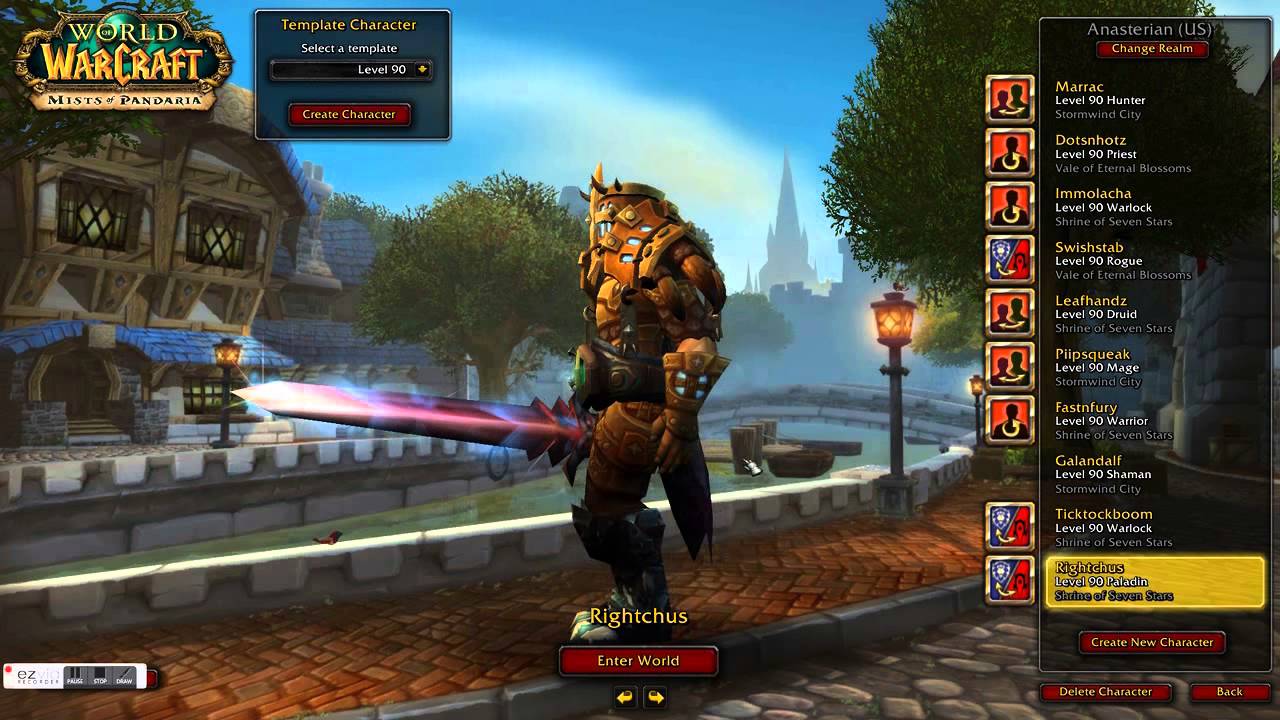 My 5.4 PTR level 90 Premade Characters