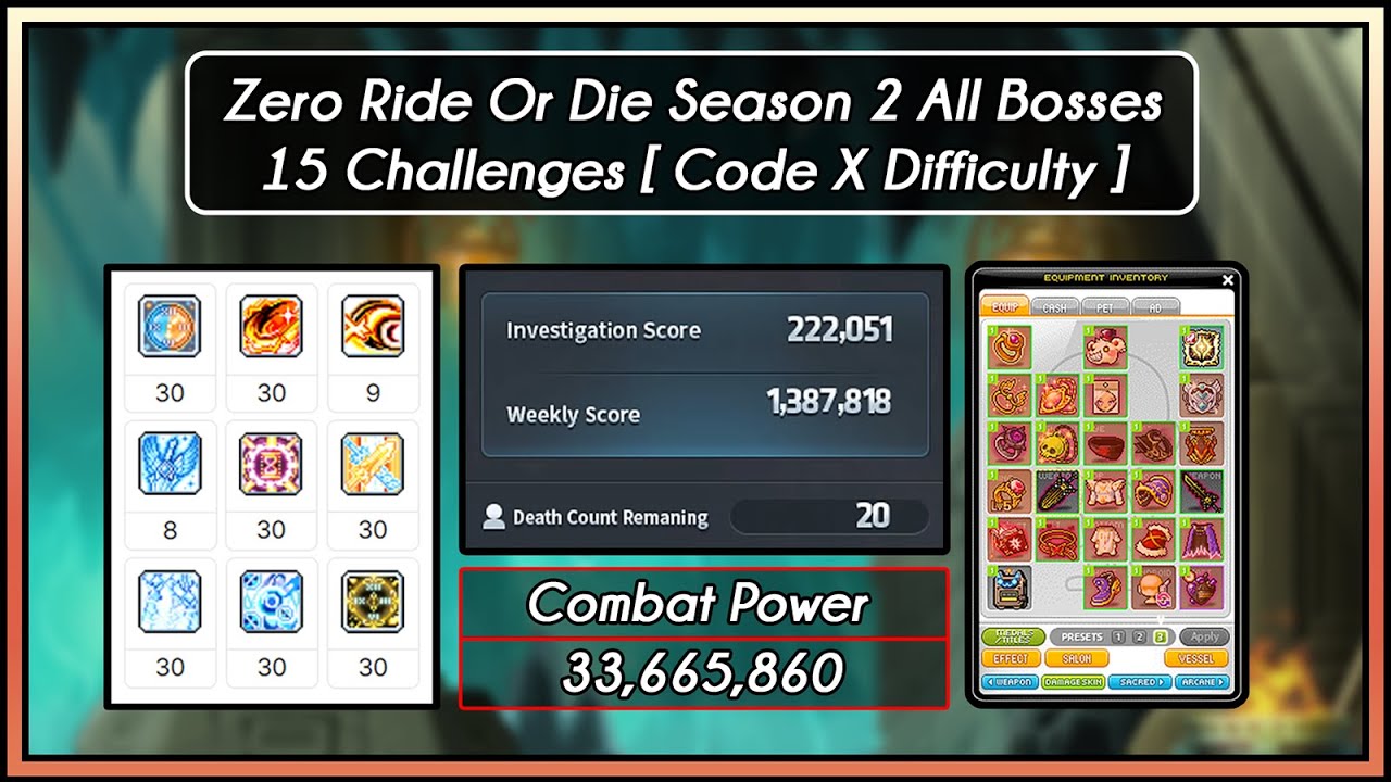 [GMS Hyperion] Zero Ride Or Die Season 2 15 Challenges All Bosses (Code X Difficulty)
