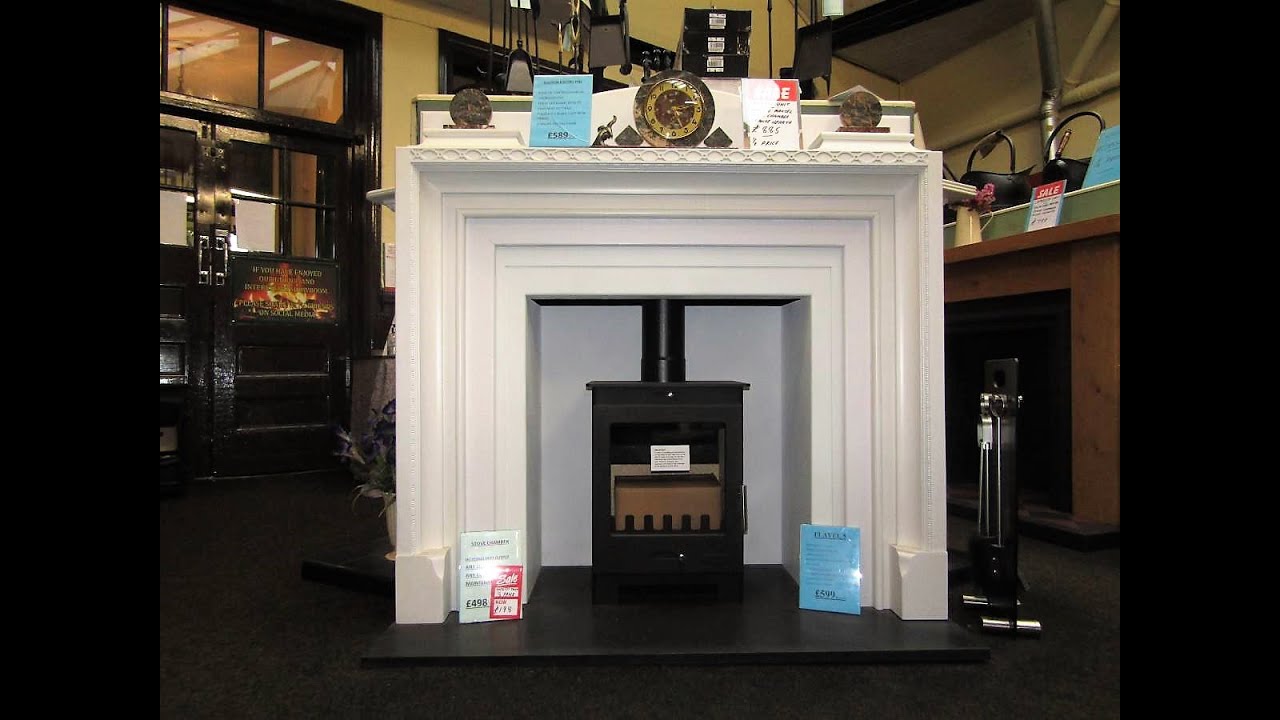 Heritage Fireplace Centre - BRI39 Painted 1930s surround - metal stove chamber HT white