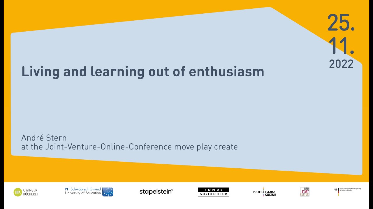 André Stern bei der Joint-Venture-Online-Tagung: move play create | Stapelstein®