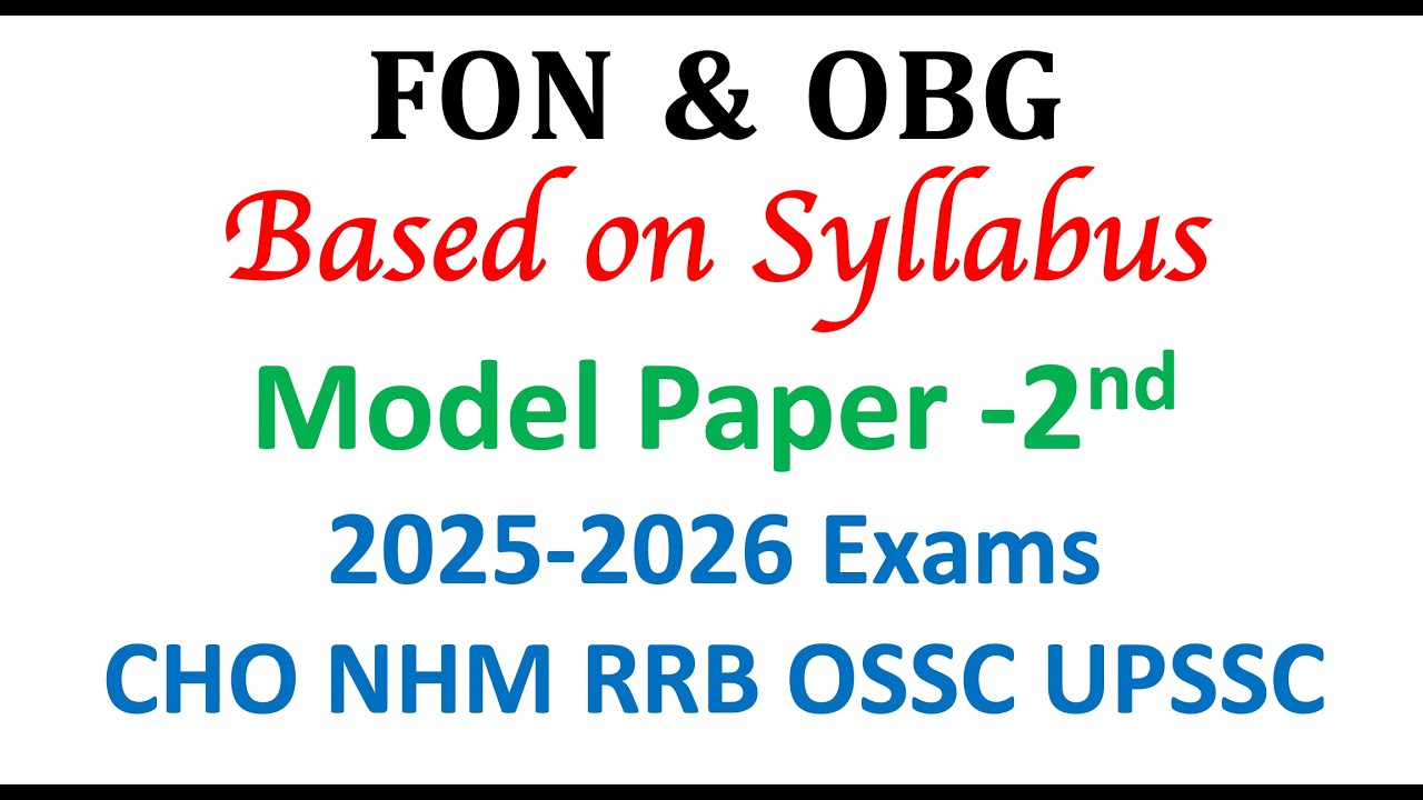 Model Paper -2 OBG & Midwifery 2025-2026 #OBG #Midwifery