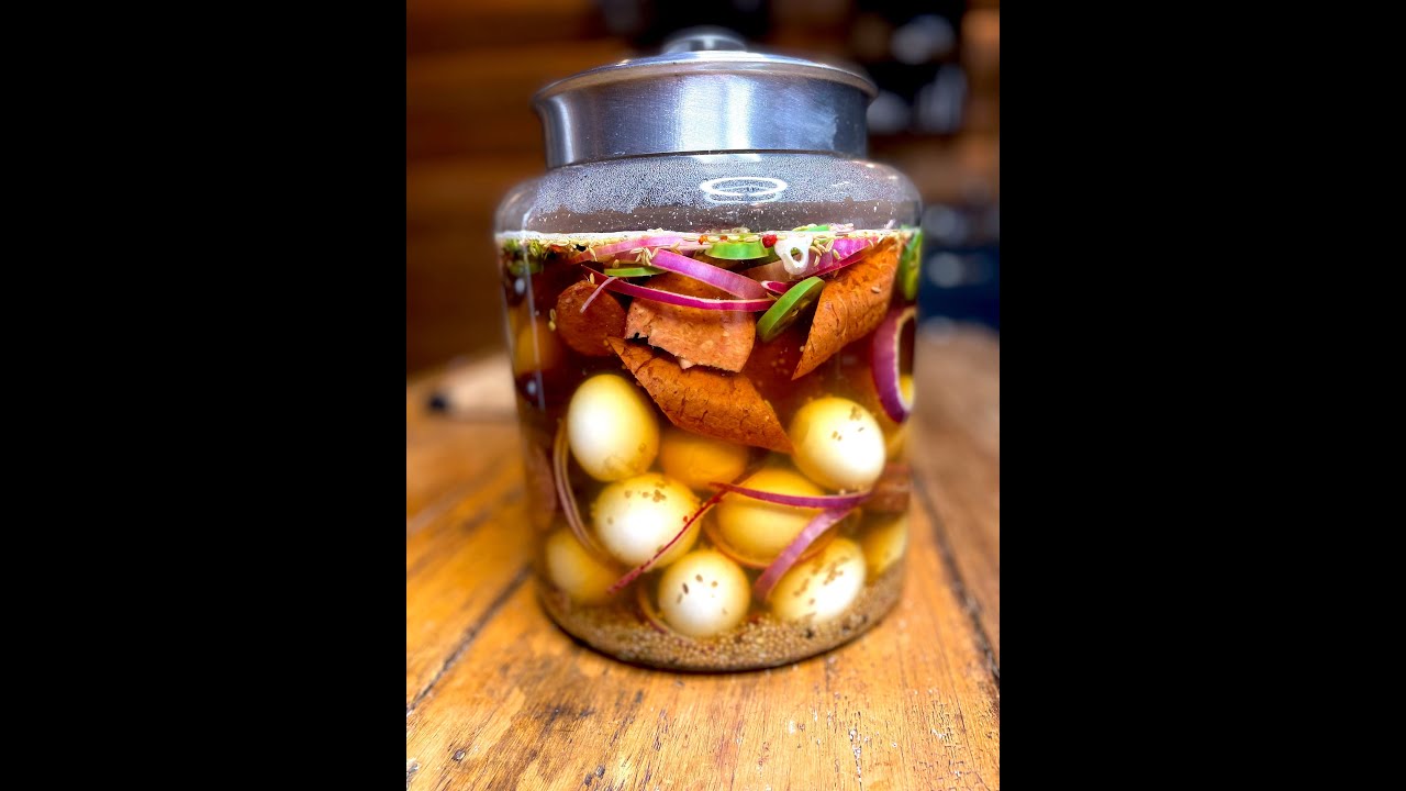 **Delicious** Moose Sausage And Farm Fresh Eggs Pickled Together!
