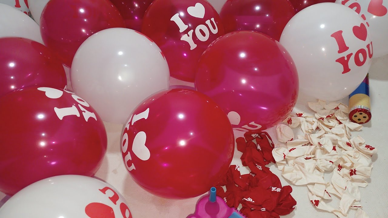 100 I Love You Balloons Surprise ❤️ | Romantic Balloon Decoration at Home