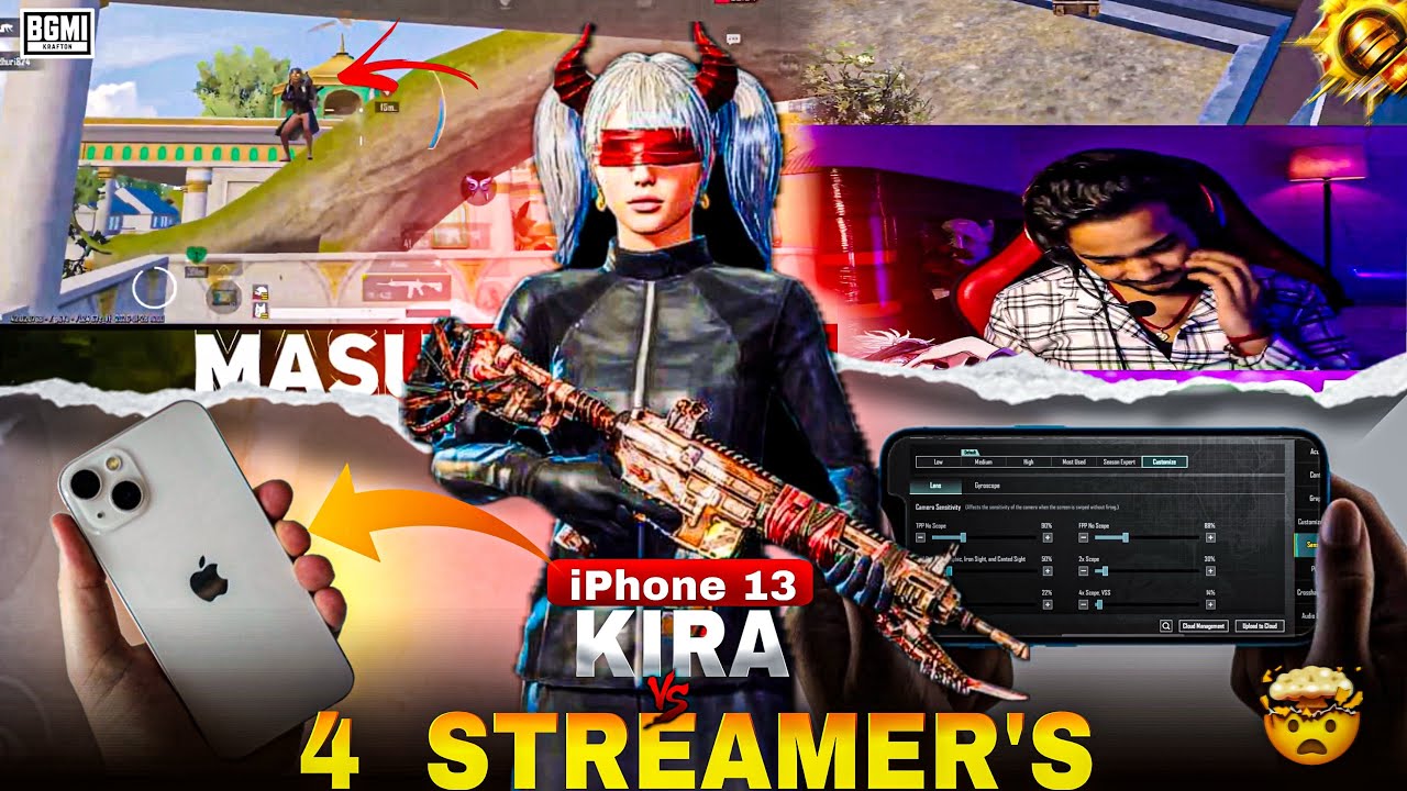 KIRA VS 4 STREAMER’S 🔱 IPHONE 13       @1Nonly_kirA       #bgmi #pubg #video #iphone13 #1vs4clutch 