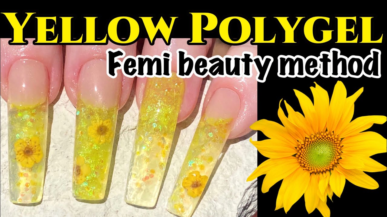 Yellow Flower Polygel Tutorial for Beginner #flowernails #yellownails #naildesign