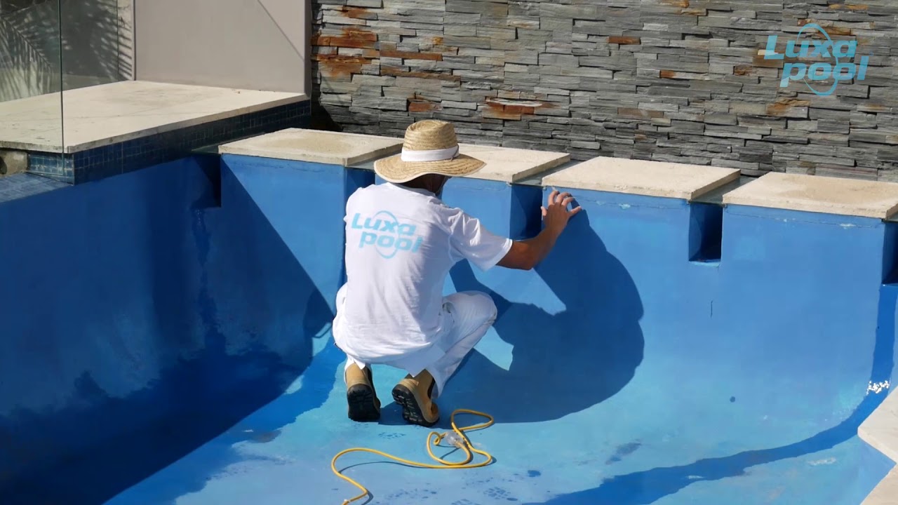 Paint your Pool with LUXAPOOL Epoxy Pool Paint - How to repair small cracks and divots with LUXAPOOL