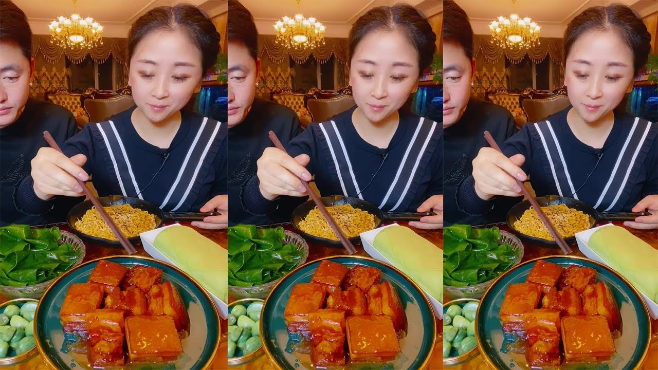 Eating Chinese Family Food / Noodle with Red Braised Pork / Giant Sesame Octopus / Oysters Recipe /
