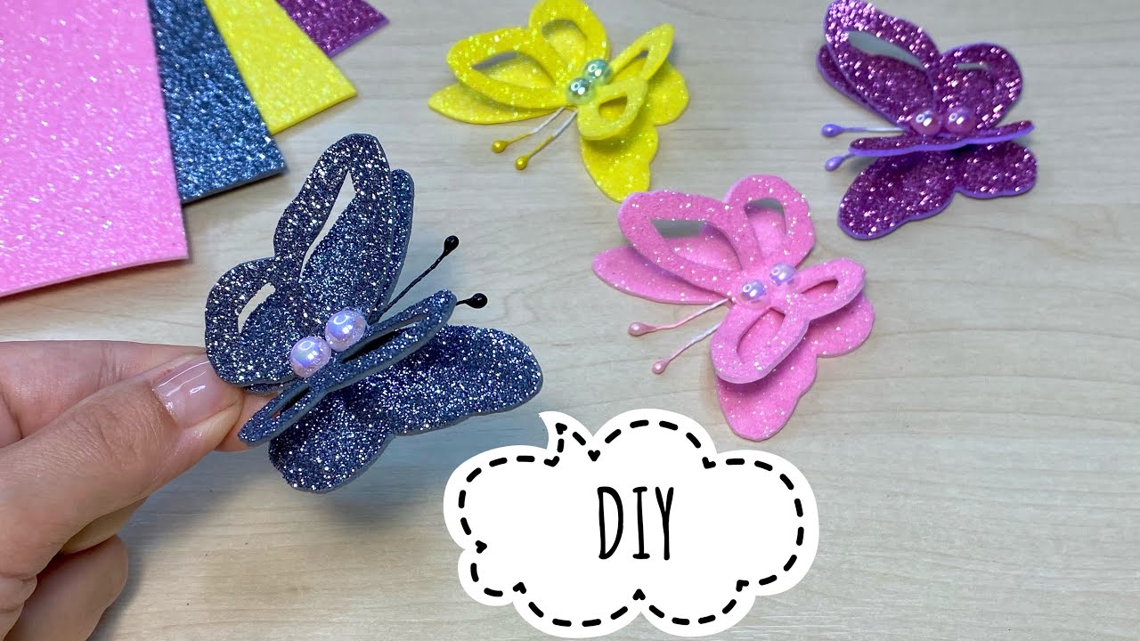 DIY Бабочка из фоамирана Своими руками Глиттерный фоамиран