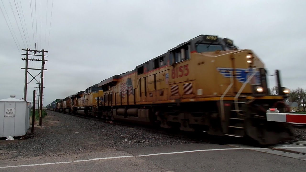Power Move Freight Train At Maximum Speed