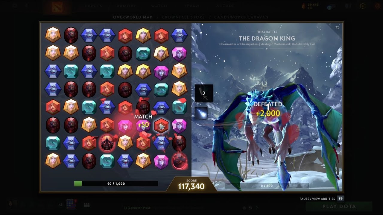 DOTA CHESS - 119,150 Score! WORLD RECORD SUPER LUCKY!! Defeat Chess Master Dragon King