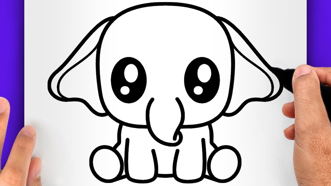 DESSIN FACILE KAWAII | COMMENT DESSINER UN ÉLÉPHANT FACILEMENT - DESSIN DE ÉLÉPHANT FACILE
