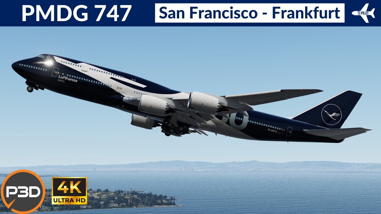 [P3D v5.4] PMDG 747-8i Lufthansa | San Francisco to Frankfurt | VATSIM Full Flight | 4K Ultra HD