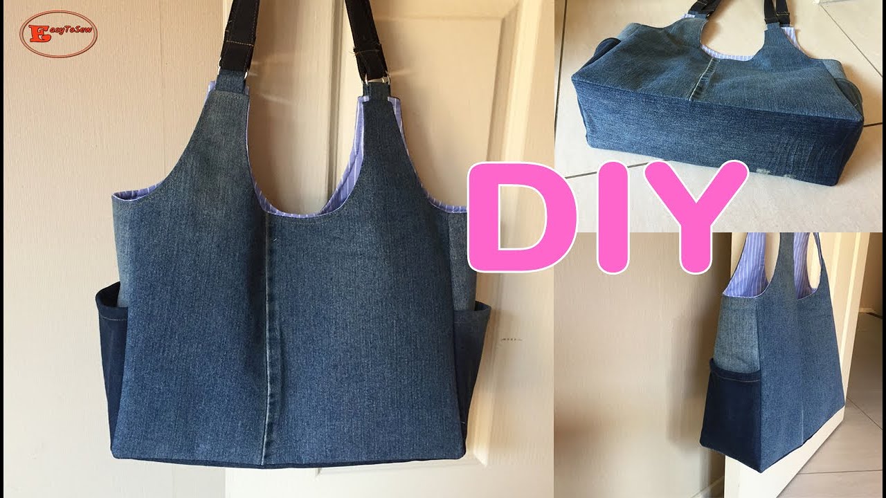 RECTANGLE BOTTOM TOTE BAG | BAG MAKING | REUSE OLD CLOTHES SEWING