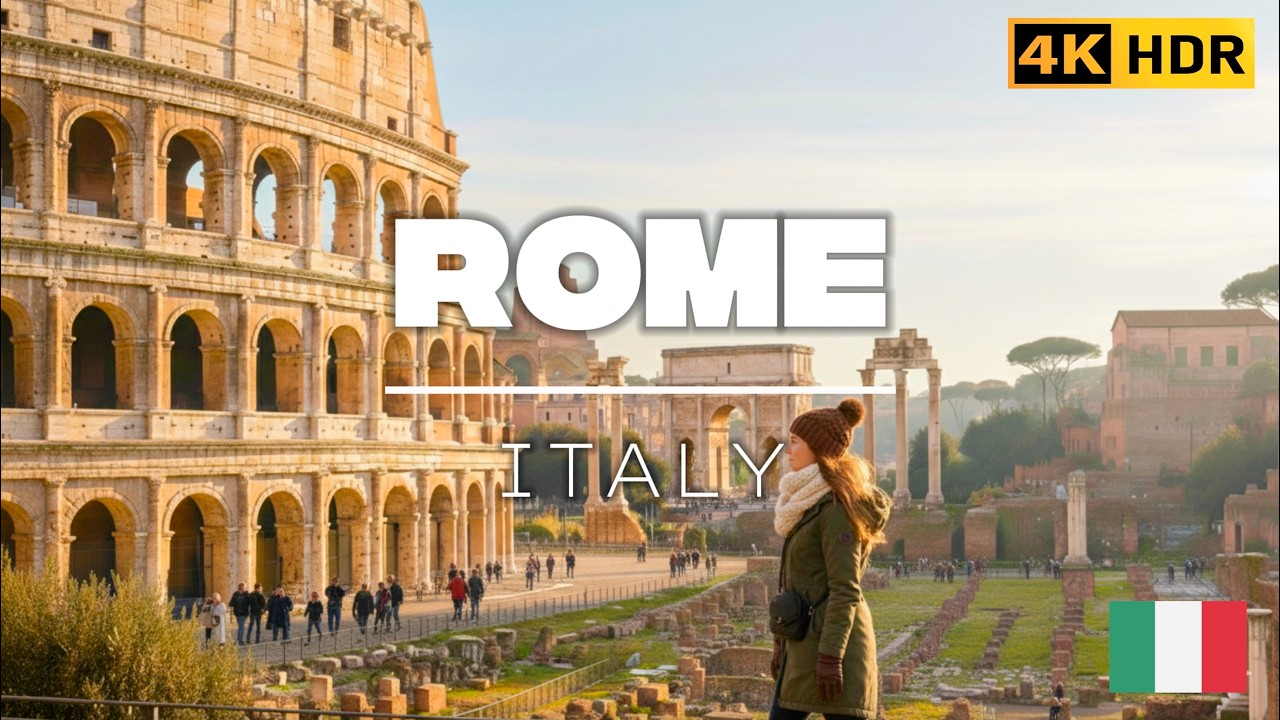 Colosseum & Roman Forums Early Morning Walk | Rome Italy 4K 🇮🇹
