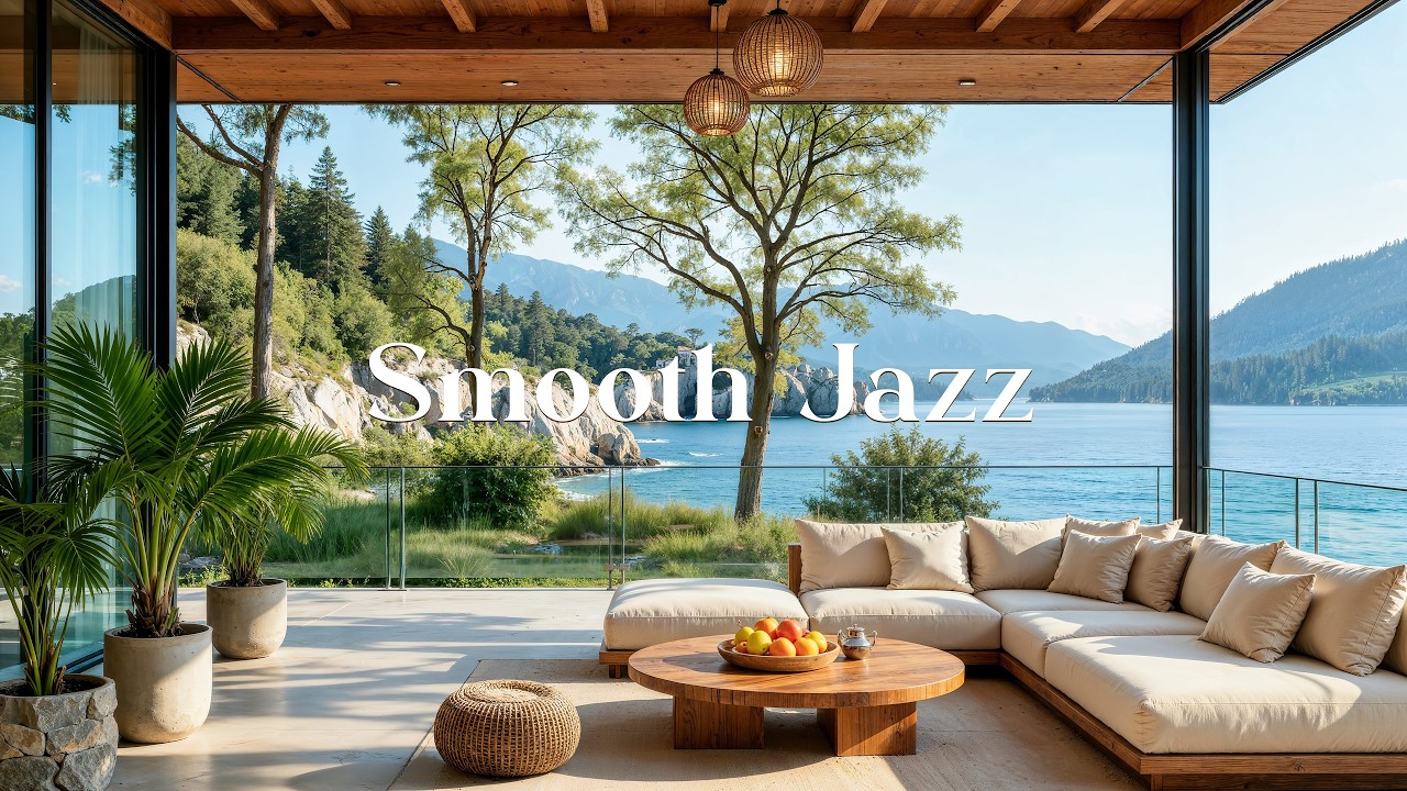Relaxing Jazz In A Tranquil Lake House ☀️ Peaceful Jazz For Warm Ambience