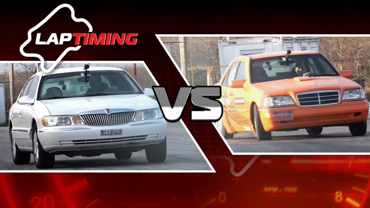 Laptiming: Lincoln Continental '99 vs. Mercedes Benz C280 drift (eng sub)