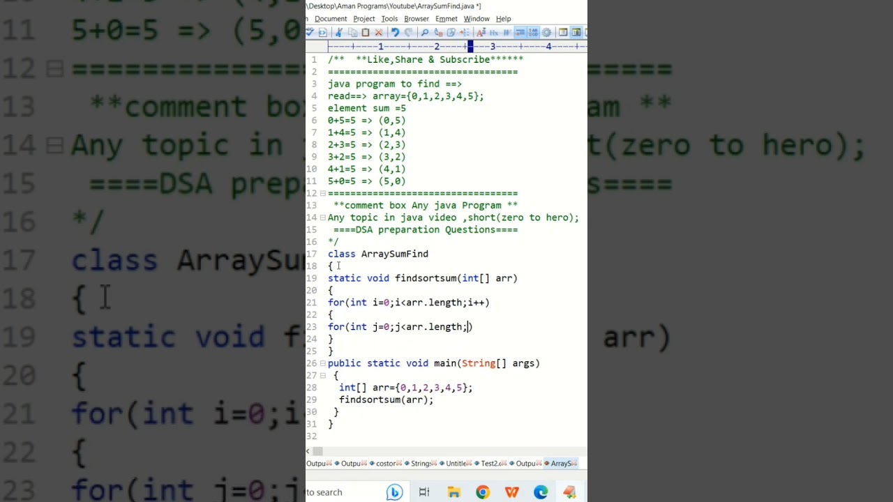 Print all the pair which sum equal to Target value #java #education #viral #shorts #short #learning