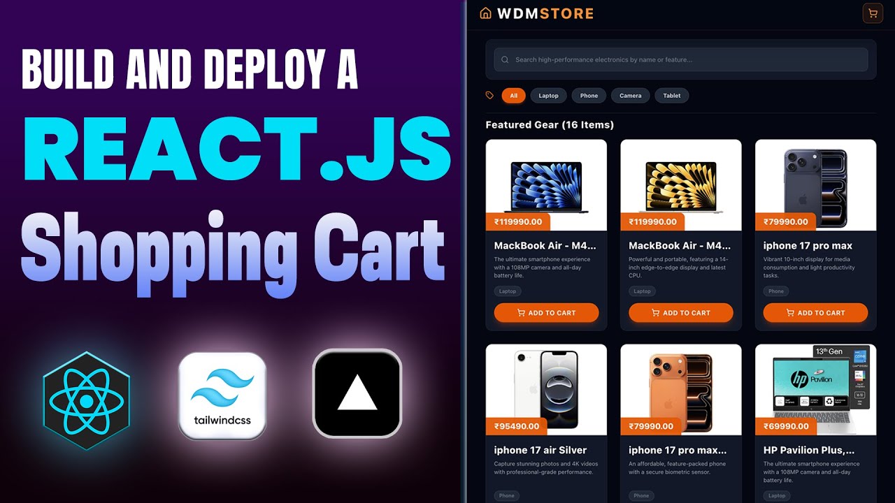 Build & Deploy React Shopping Cart Project in Hindi | Full E-Commerce React Project Step-by-Step
