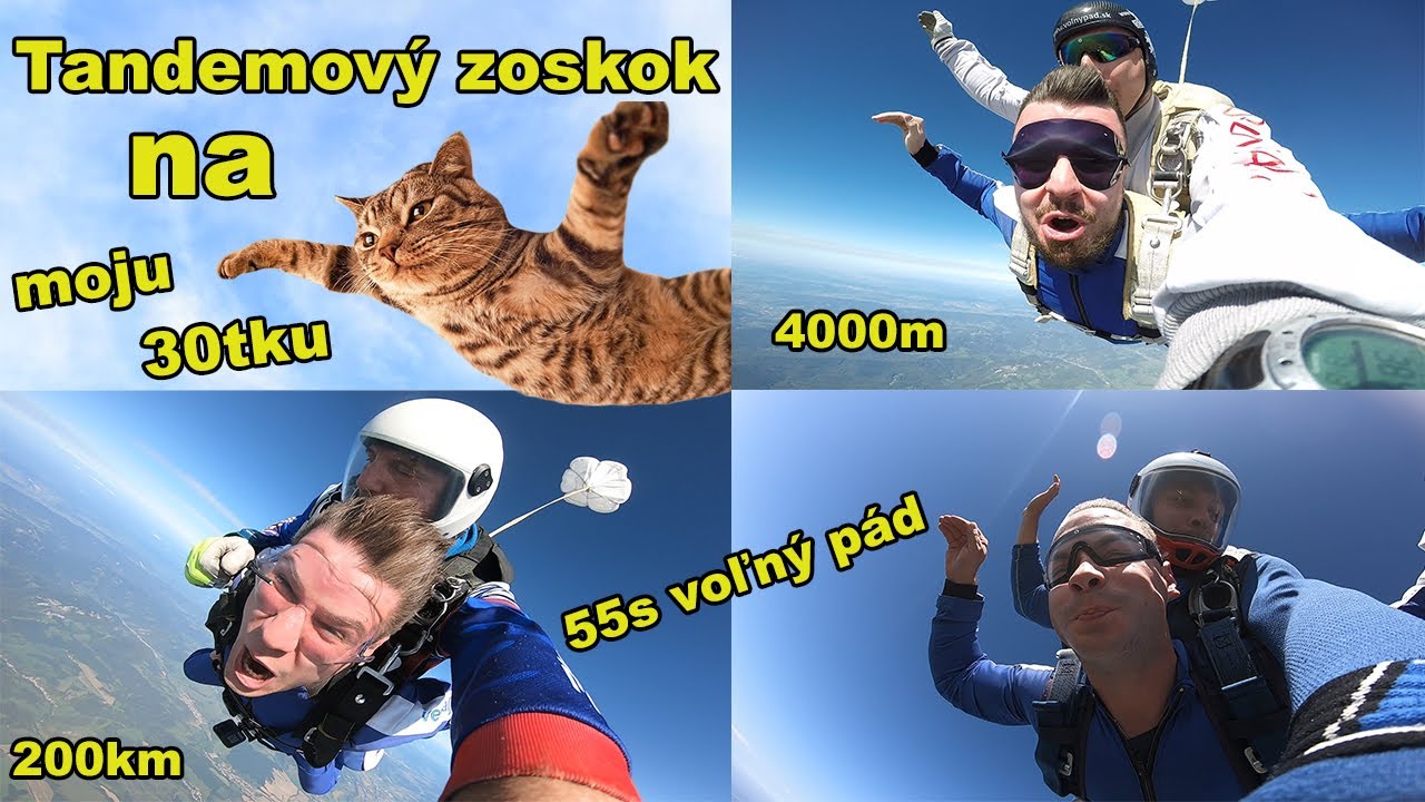 Tandemový zoskok na moju 30tku :) Vertical Jump - 4000m - 200km - 55s voľný pád