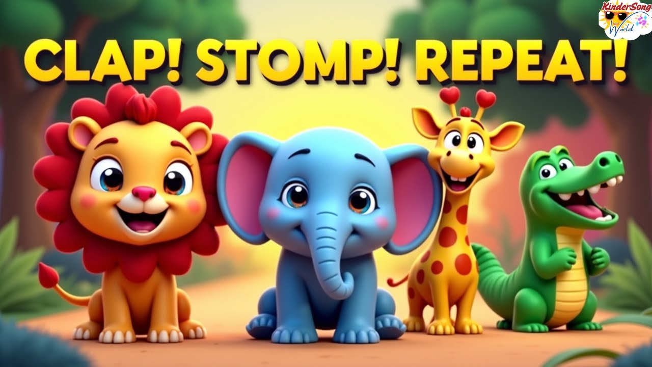 Color Animals Parade 🌈🦁 | Clap, Stomp & Learn Colors | Kids Song| KinderSong World