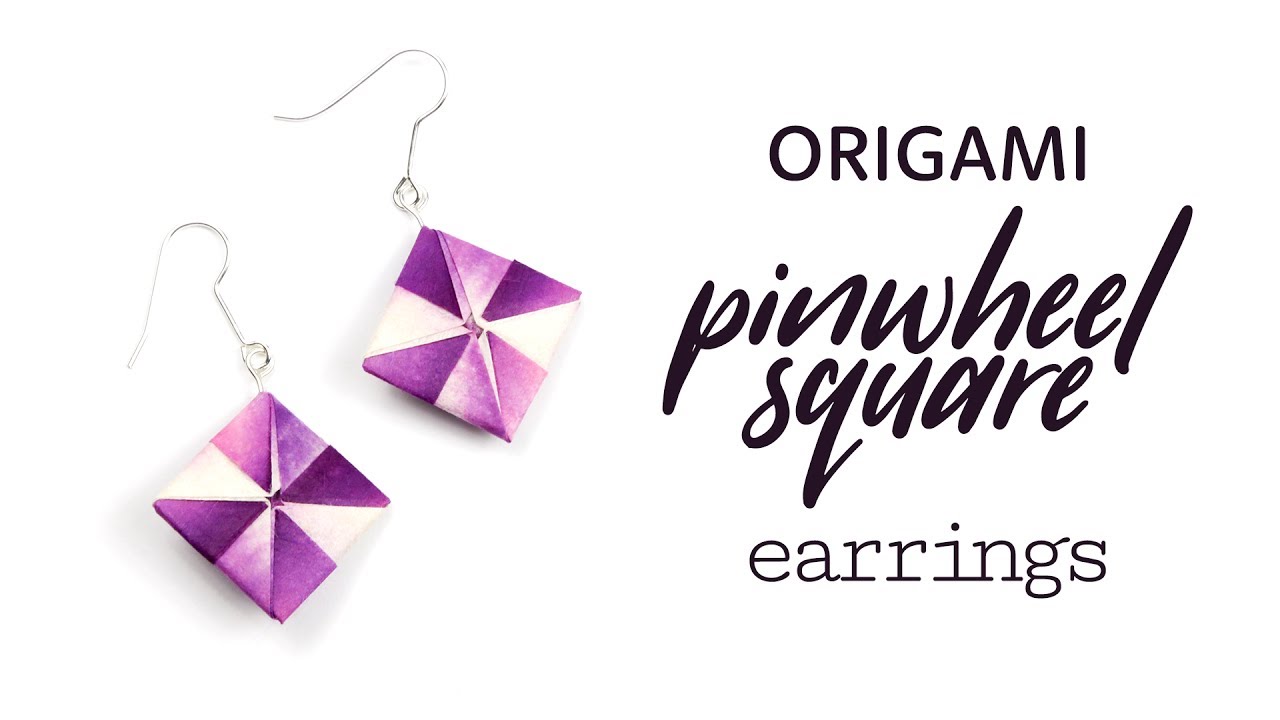 Easy Origami Earrings Tutorial - Pinwheel Squares - Paper Kawaii