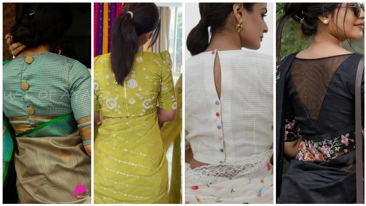 Best Closed Back Neck Blouse Designs || Trendy High Neck Blouses ||  Silk Saree Blouses