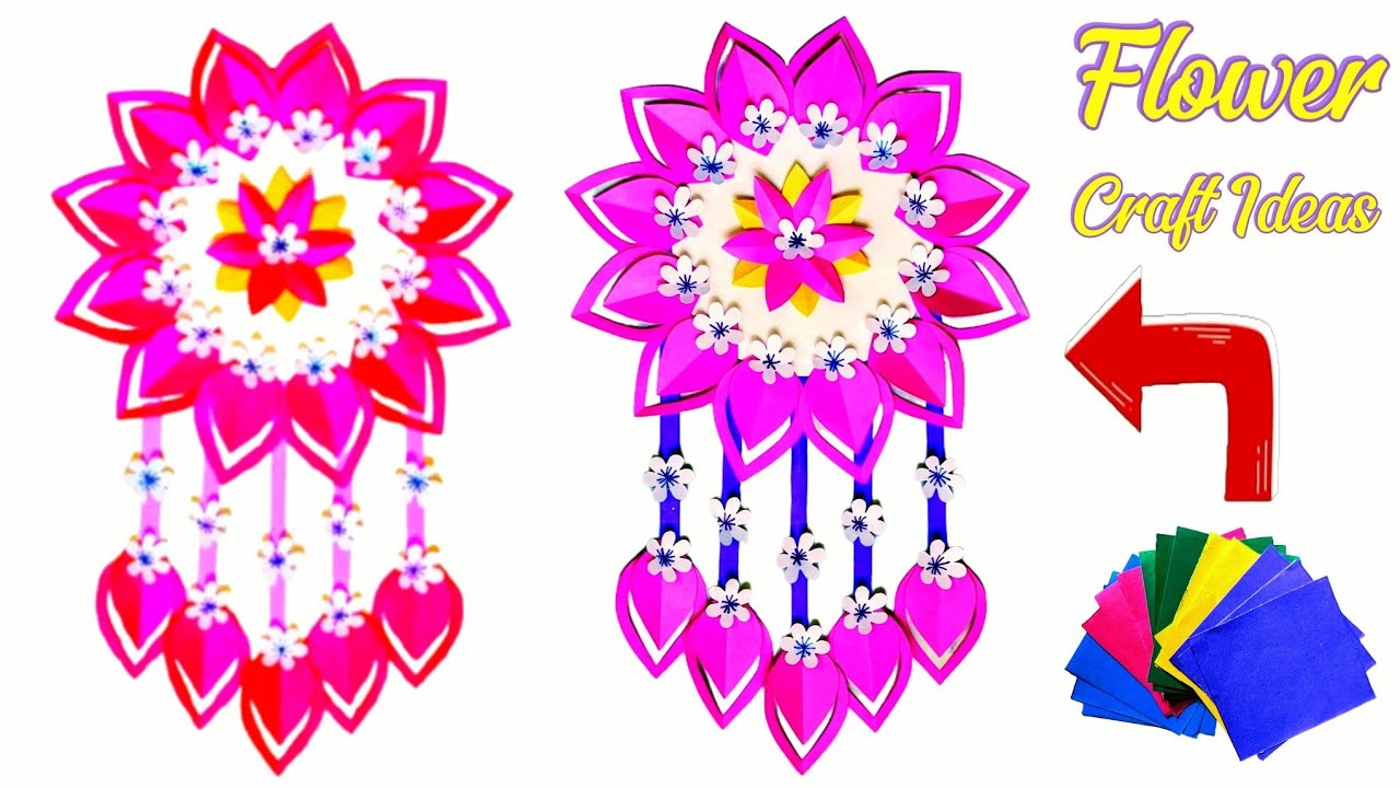 Wall Hanging Craft Ideas।। Flower Making With Paper।। DIY Crafts Tutorial. #paperflower #craftideas 