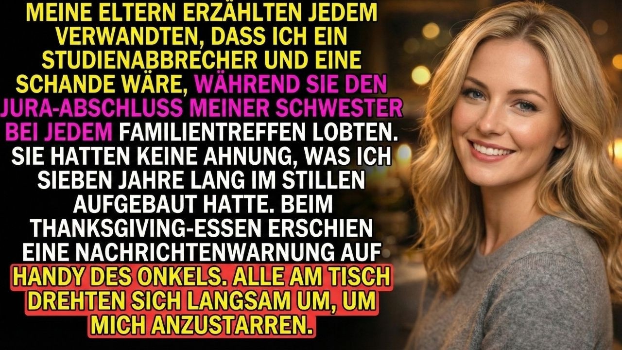 Als „Schulabbrecherin“ verspottet – bis Onkels Handy beim Abendessen vibrierte