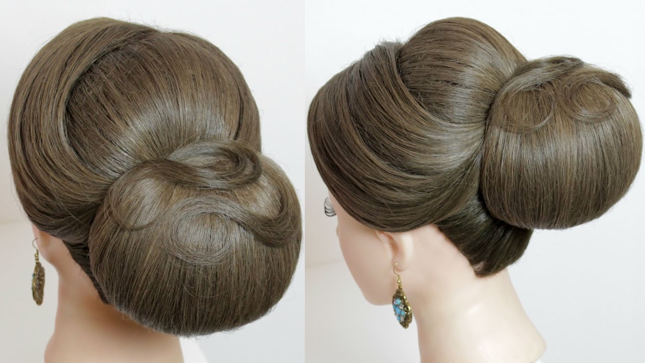 Indian bridal hairstyle. Classic updo for medium to long hair tutorial