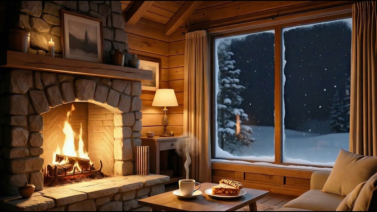 Cozy winter fireplace  | Sleep | crackling logs deep Relaxation 8 hours