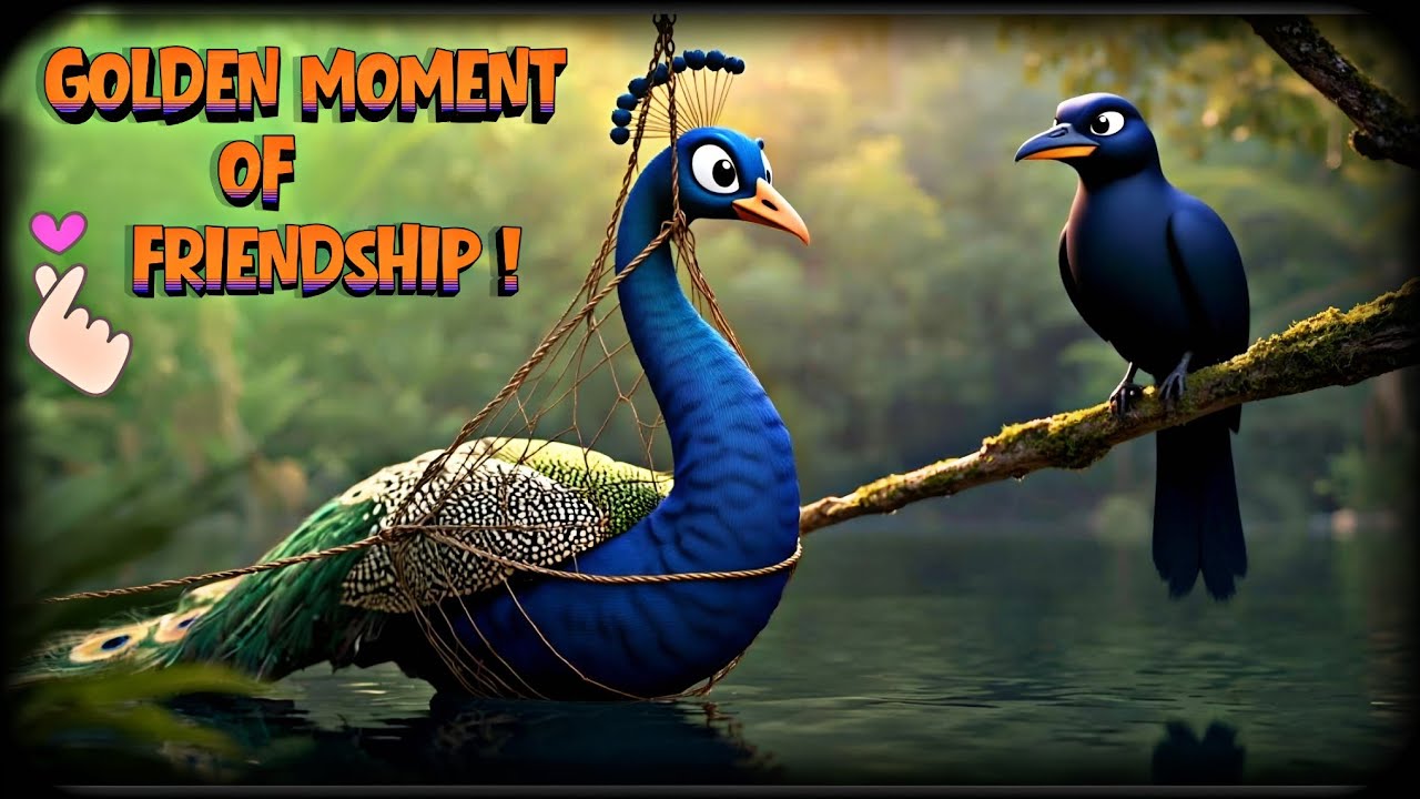 💫Golden Moment Of Friendship🫶🏻 |🦚Peacock and Crow Moral Story for Kids🧒🏻