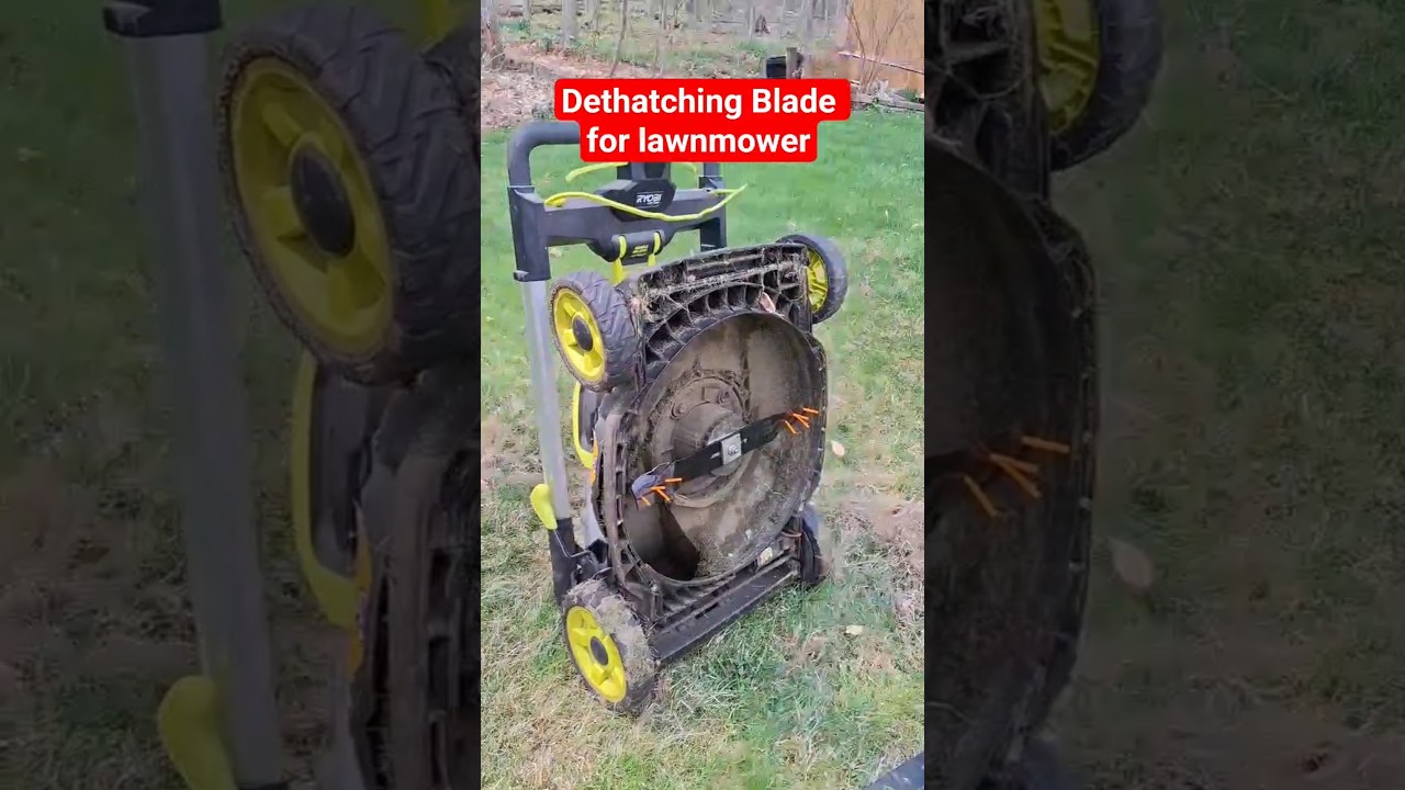 Easy way to dethatch using a universal dethatching blade on your mower #lawncare #yardwork #diytips