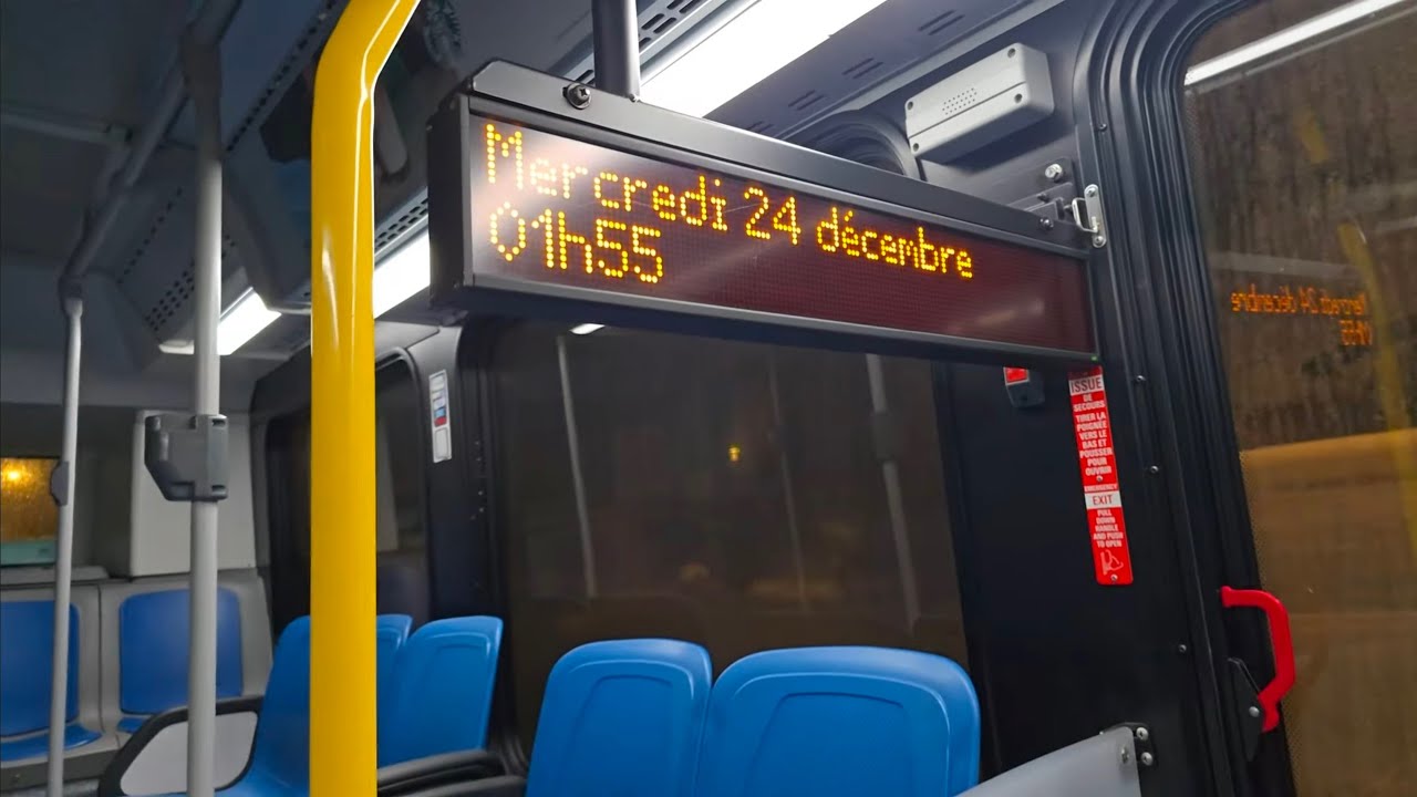 🚍 Montreal STM night bus ride aboard route 350: Verdun / LaSalle going eastbound during a snowfall 🌉