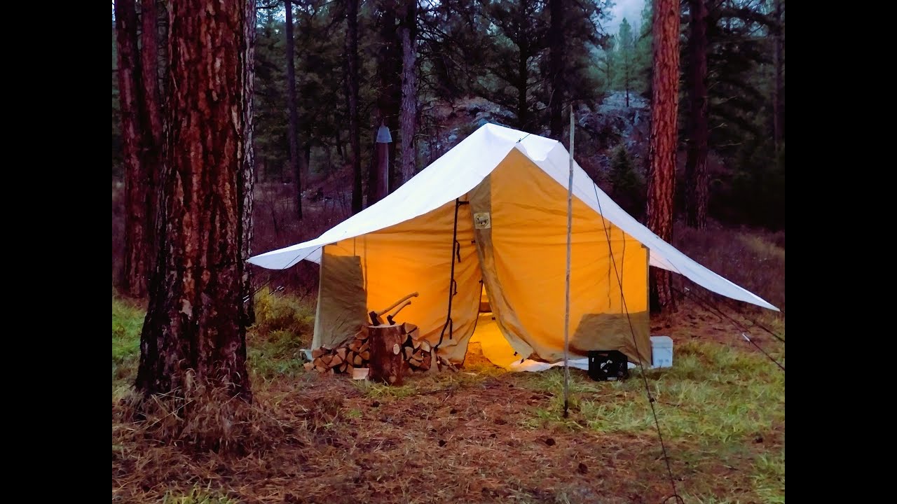 Off Grid Canvas Cabin Tent -  Making Hot Camp for Winter