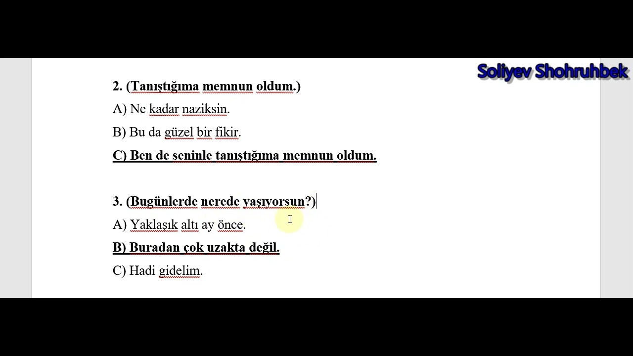Multilevel Turk tili 1- boʻlim dinleme va okuma tushuntirish darsi