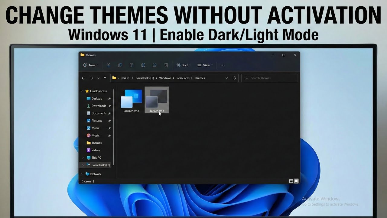 How to Change Windows 11 Theme Without Activation 2026 (Dark & Light Mode)