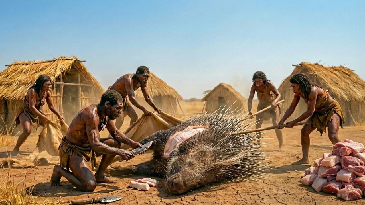 Life Million Years Ago | Prehistoric Humans Outsmart a Giant Porcupine