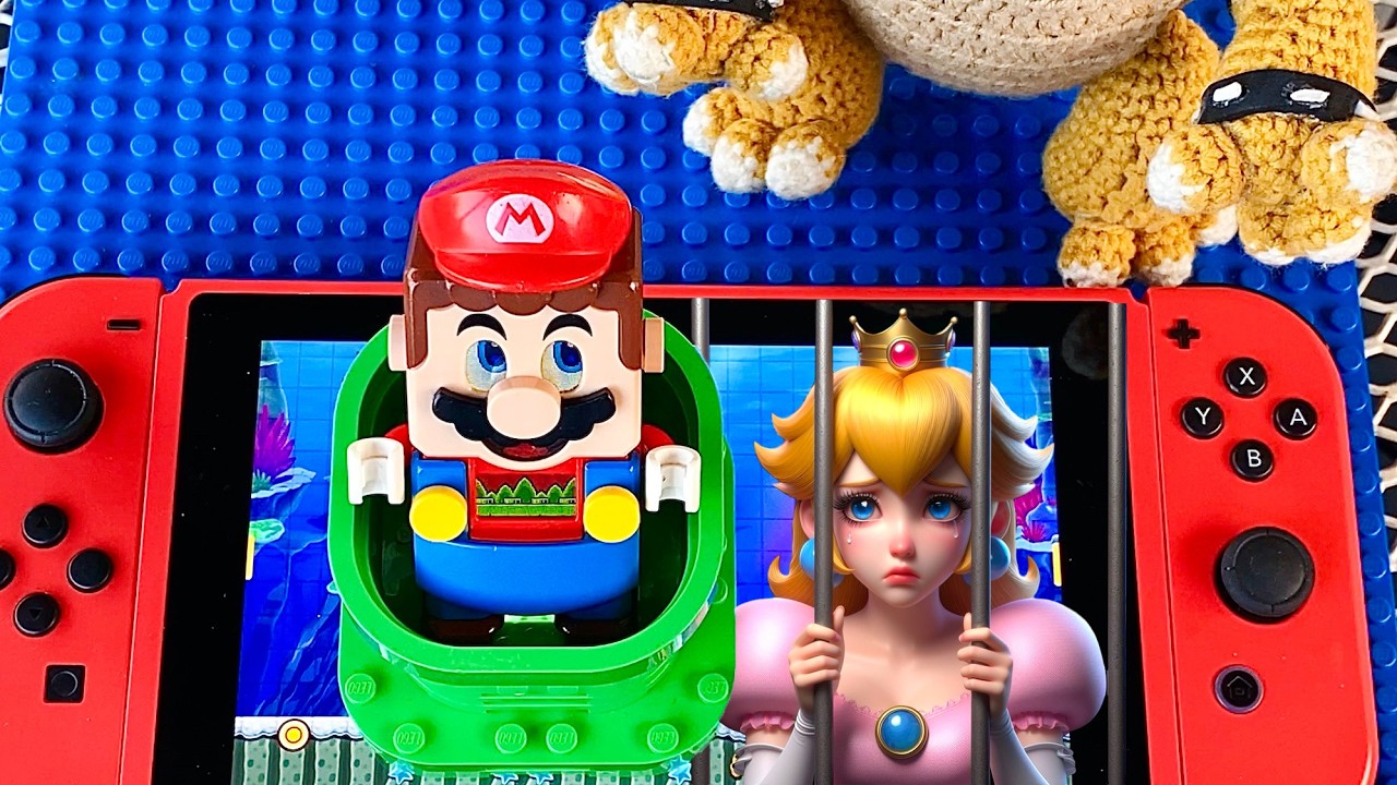 Lego Mario Bros enter the Nintendo Switch to save Princess Peach! #legomario