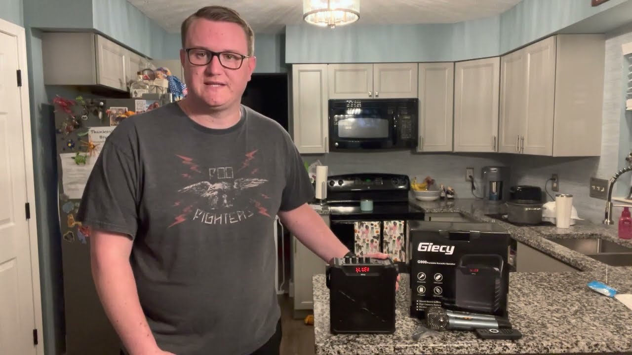 Giecy Karaoke Machine with 2 UHF Wireless Microphones,Portable Speaker Supports Bluetooth/USB/TF