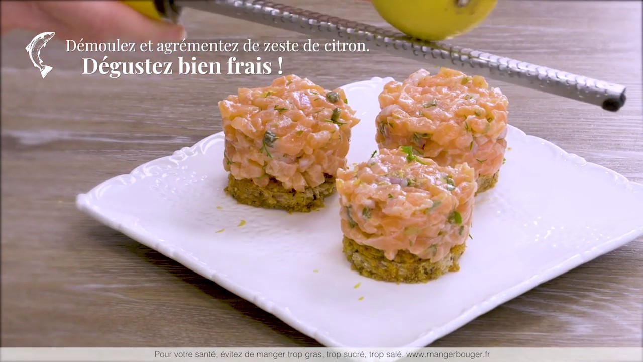 RECETTE - Tartare de saumon sur croustillant au parmesan