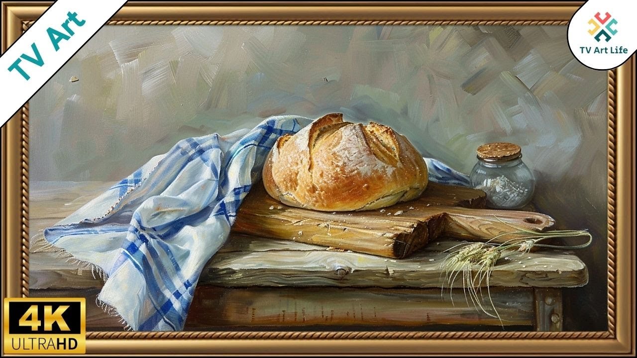Artisan Bread Still Life TV Art | Rustic Oil Painting for Frame TV Screensaver | 10 Hours
