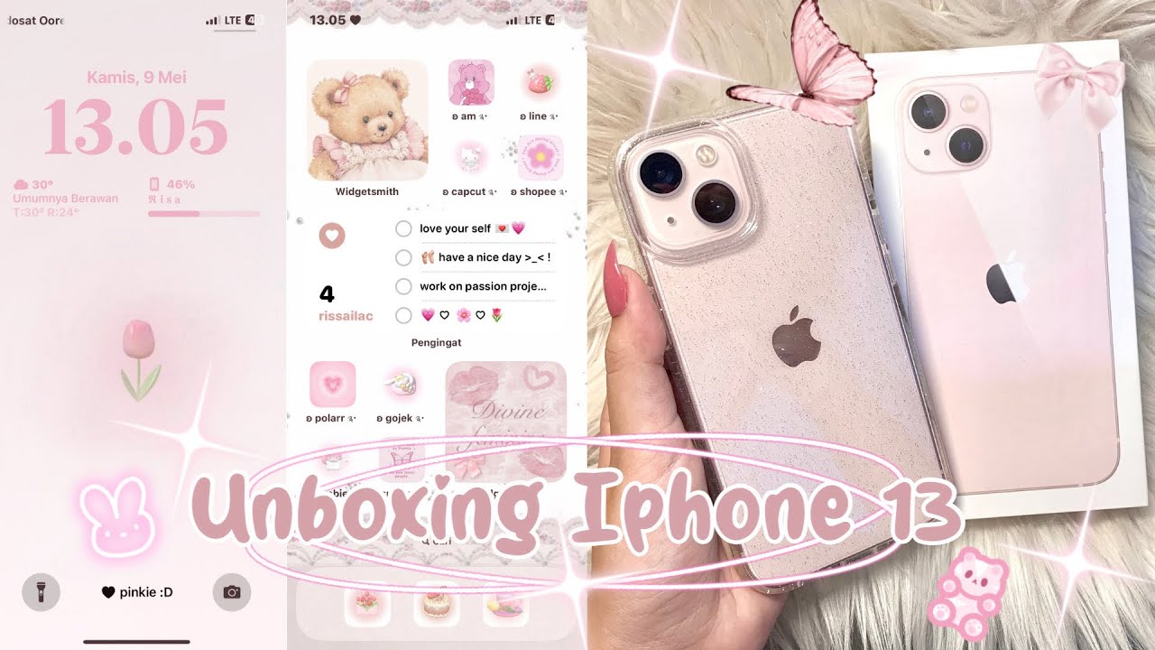 uboxing iphone 13 pink in 2024 aesthetic (128gb)🌷☁️