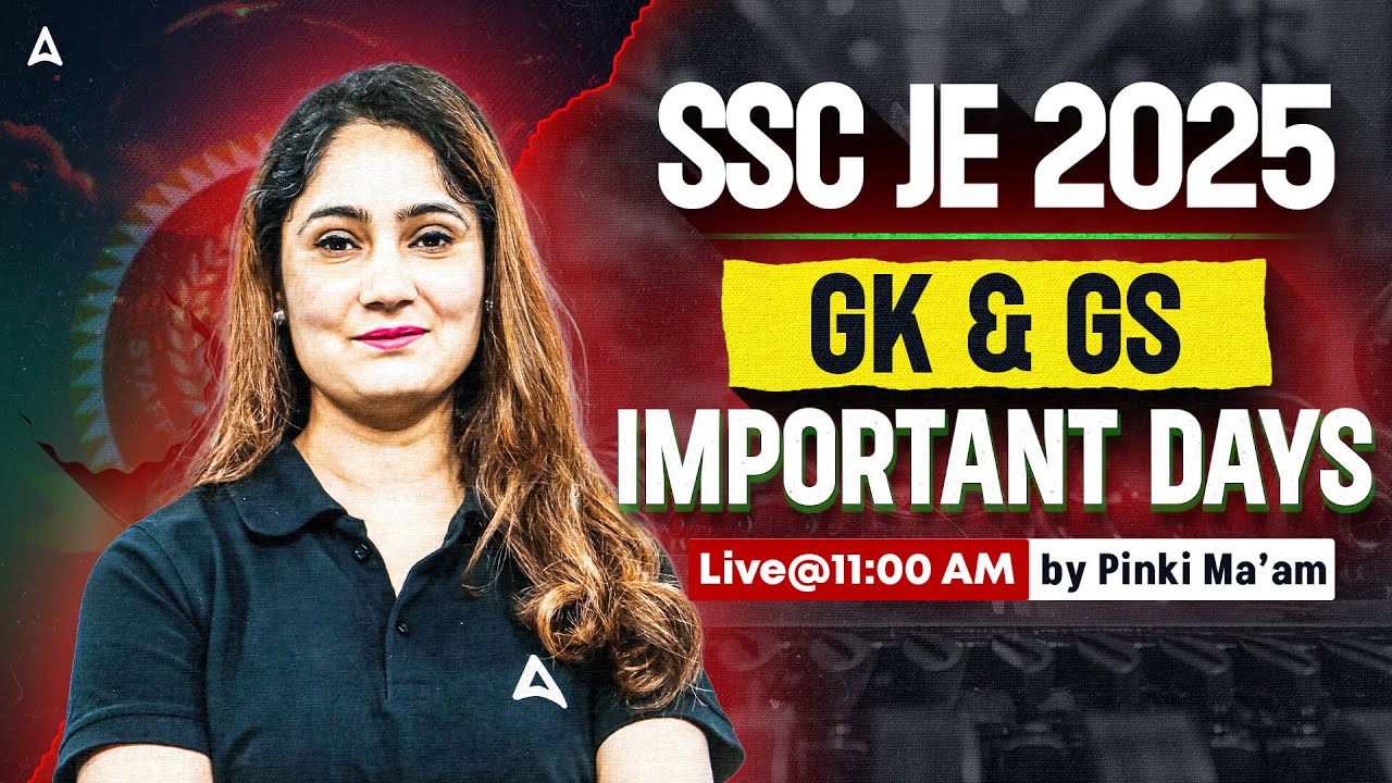 SSC JE 2025 | SSC JE GK GS classes 📘 Important Days 🏛️ | By Pinki Ma'am 🎓