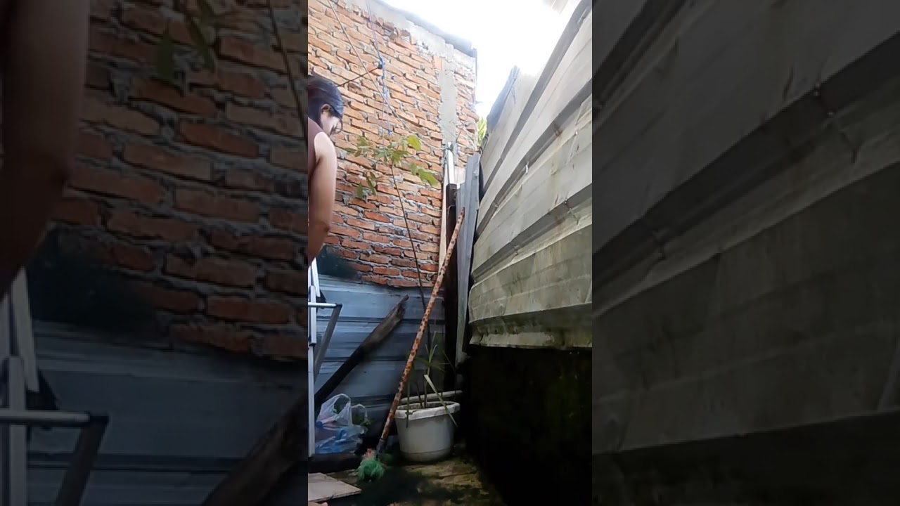 Membersihkan dapur dan samping rumah