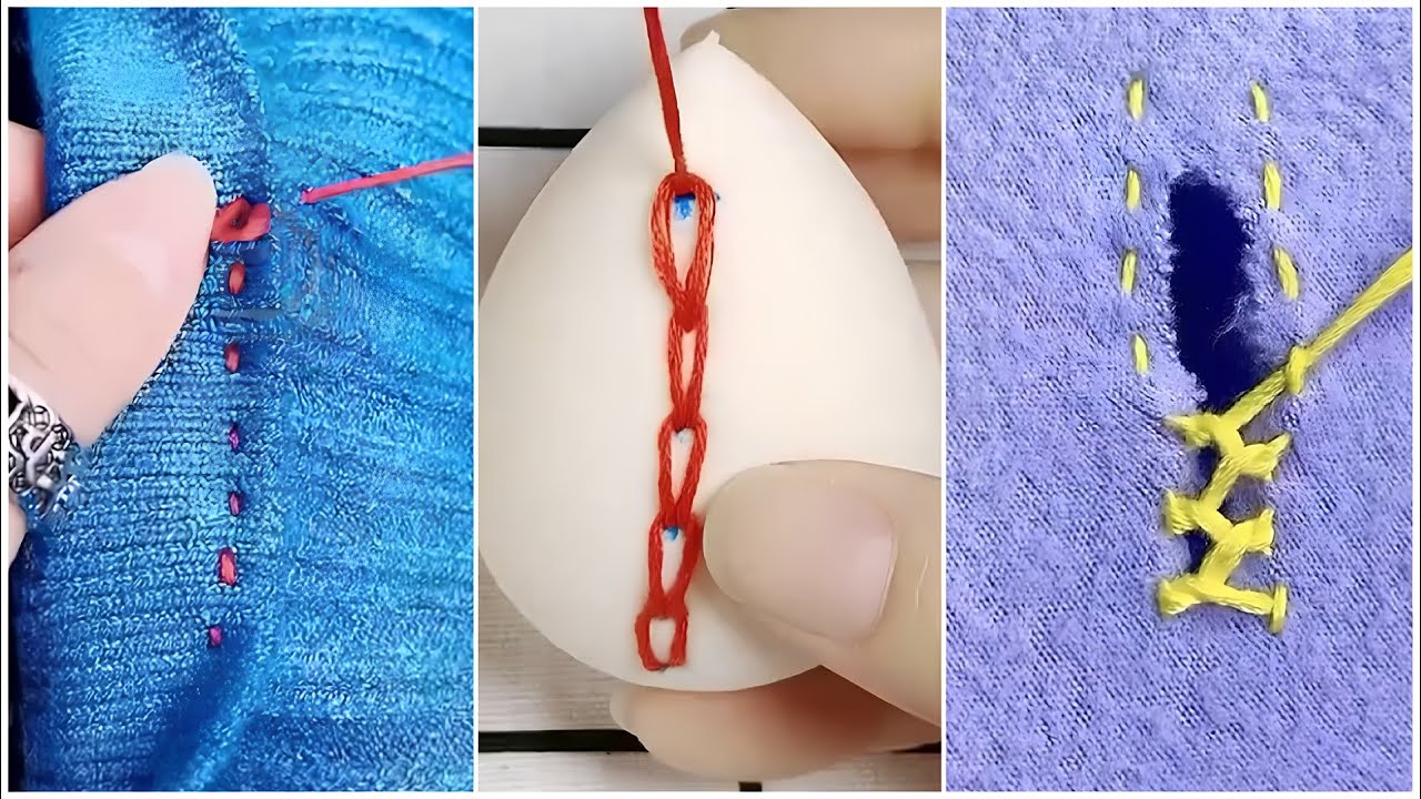 How to embroider holes in clothes with one hand - three different videos